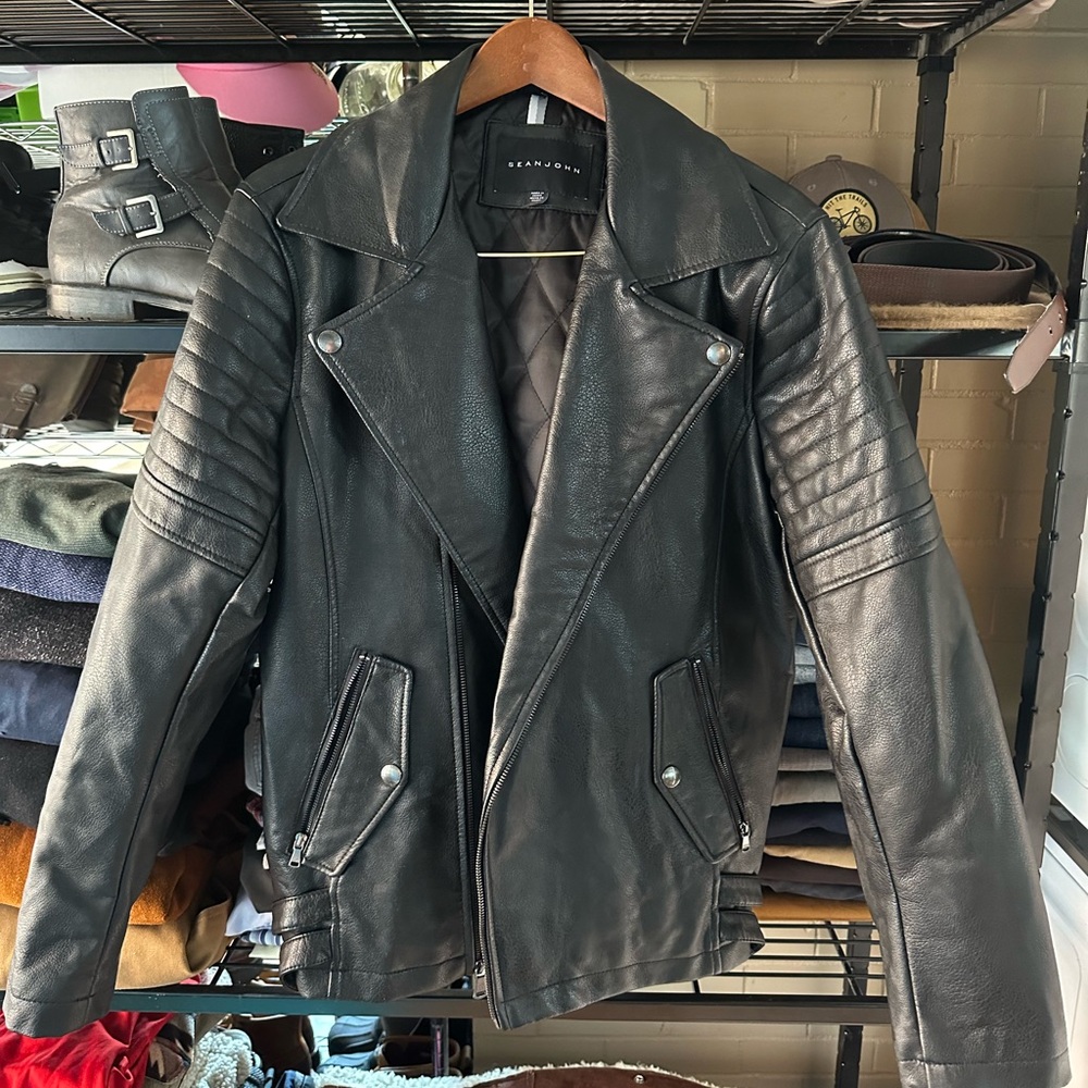 Sean Jean Faux Leather Biker Jacket